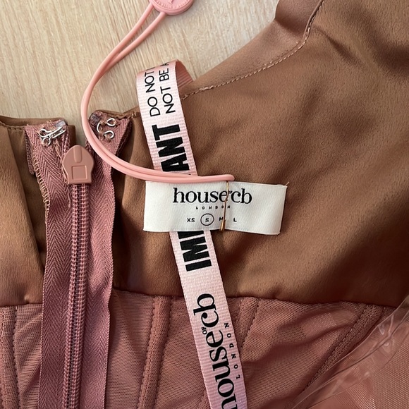 HOUSE OF CB Loretta Off the Shoulder Satin Corset Dress, COLOR TOFFEE SMALL - Picture 7 of 7